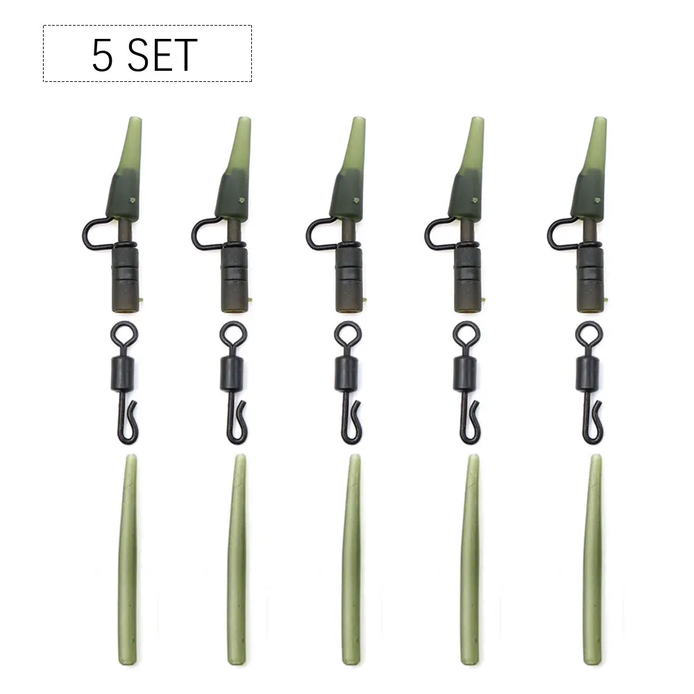 5Set Hubschrauber Rig Angeln Zubehör Methode Feeder Haken Boilie Angeln Wirbel Blei Clip Anti Hülse Für Angelgerät – Detail 1