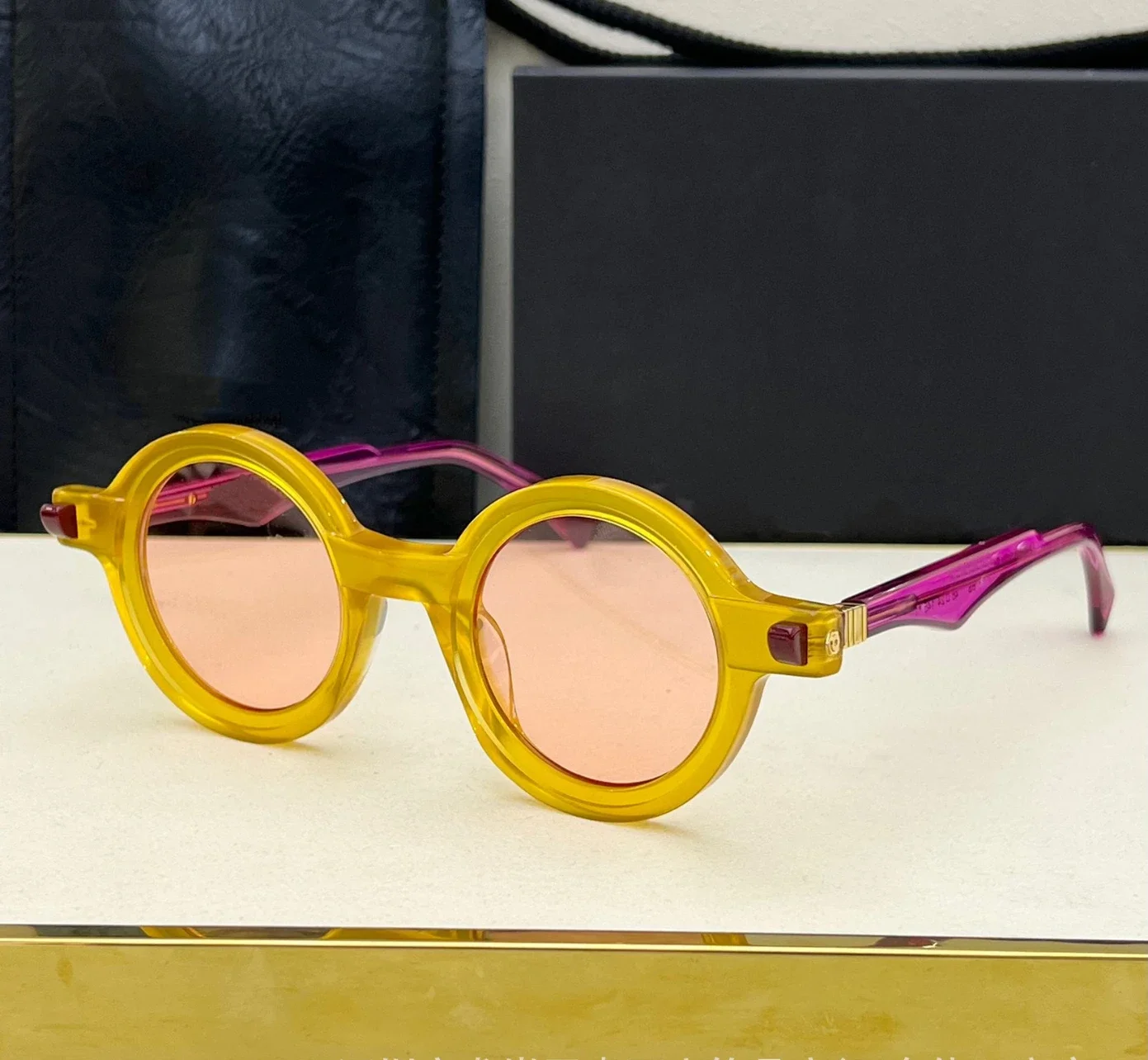 

Original Designer Retro Niche Round Frame Sunglasses Modern Concave Shape Versatile KUB Q7 European Trendy Cool Sunglasses