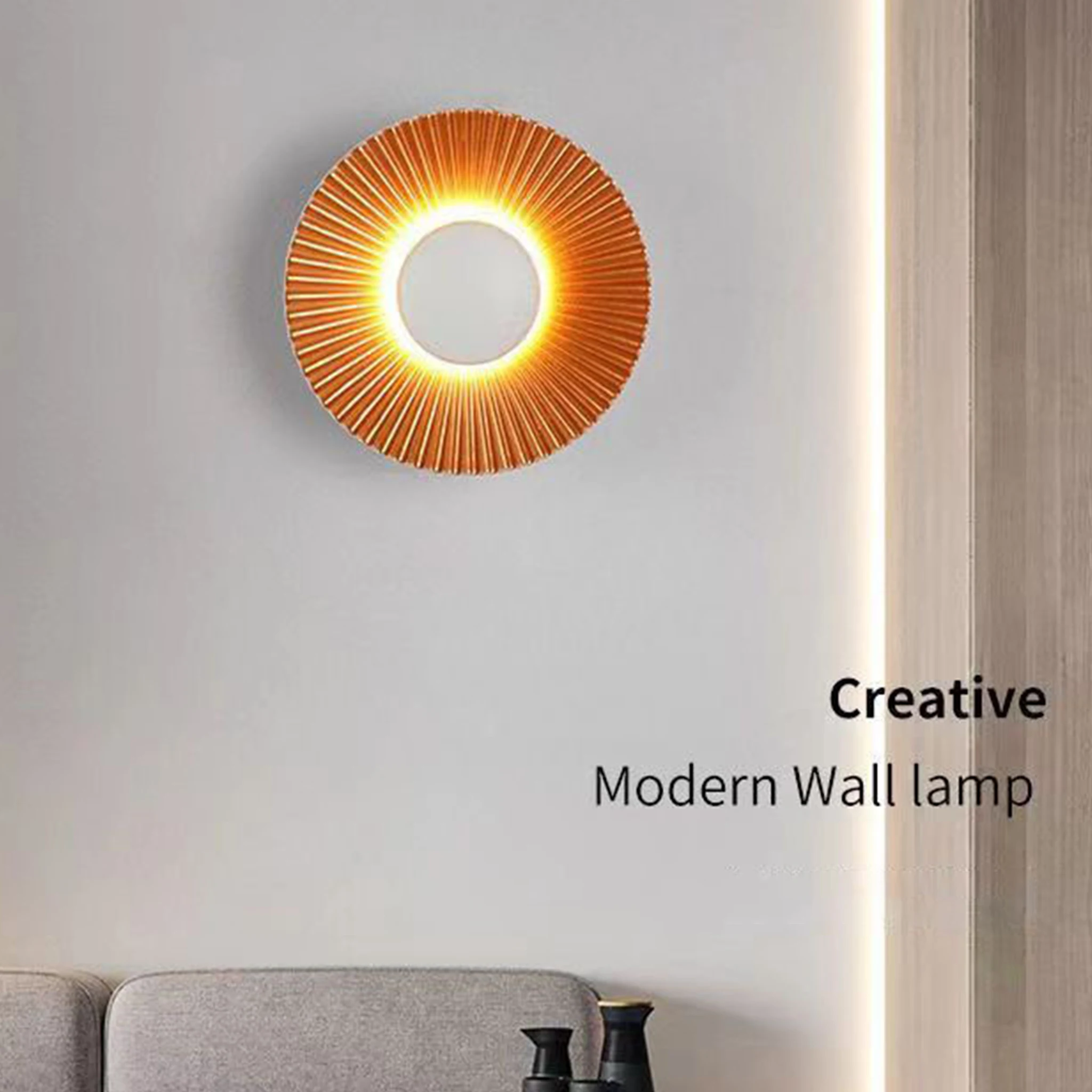 Modern Round 5W LED Wall Lamps Pleated Sunburst Aluminum Wall Light Hotel Restaurant Bedroom Bedside Corridor Wall Sconces