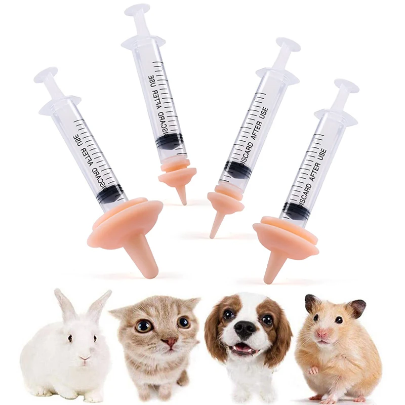 Safe Pet Feeding and Watering Nipple Silicone Feeding Pacifier for Cat Puppy Bunnies Rabbits Small Animals Syringe Accessories