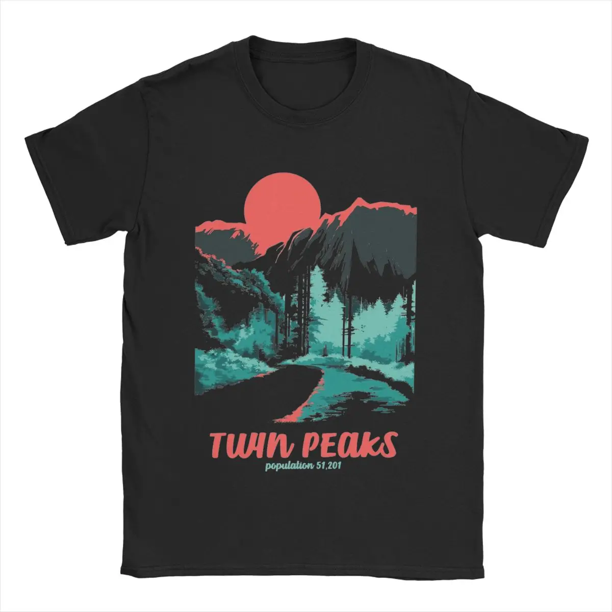 Men\'s T-Shirts Twin Peaks National Parks Tonal Welcome Poster Cotton Tees Short Sleeve T Shirt Round Collar Clothing Summer