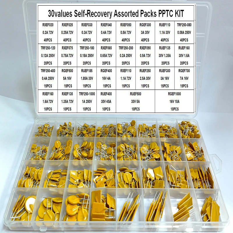 

660PCS/BOX Self-Recovery Assorted Packs PPTC KIT 0.05A 0.1A 0.2A 0.25A 0.3A 0.4A 0.5A 0.75A 0.9A 1.1A 1.35A 2A 2.5A 3.75A