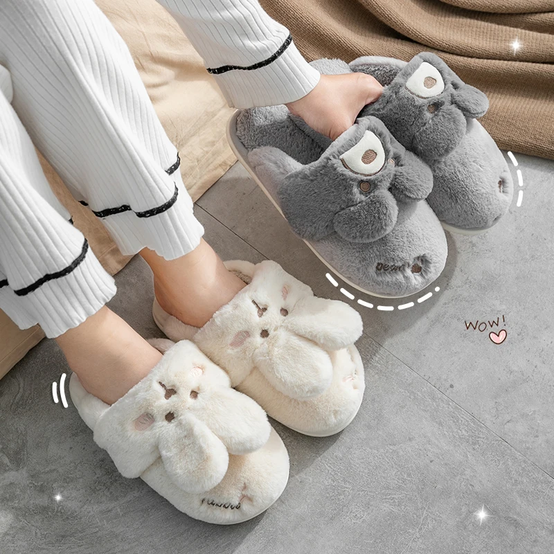 Winter Slippers with Cute Rabbit Shape