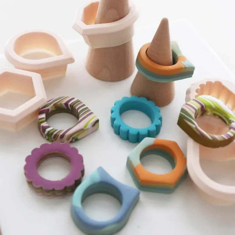 Ensembles de coupe en argile polymère pour anneaux, moule de découpe géométrique individuel, bricolage, modélisation créative, fabrication d'anneaux, outils de coupe de poterie