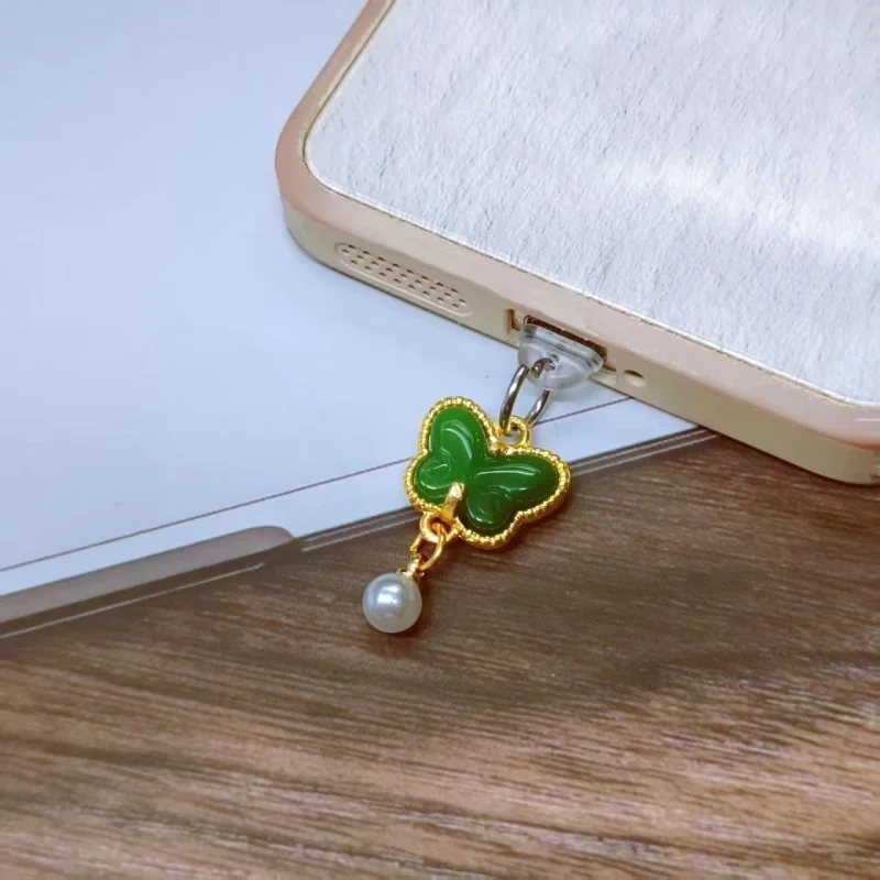 1 butterfly phone dust plug accessory decorative pendant, suitable for iPhone with Samsung Type-C charging port