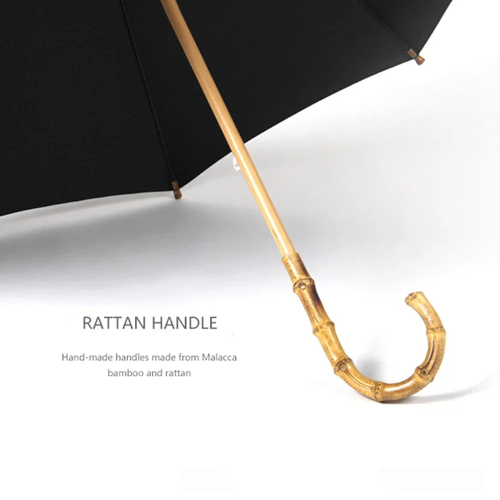 Parachase Bamboo Big Umbrella Men Vintage Windproof Umbrella Strong Retro Curved Large Long Handle Rain Umbrella Business