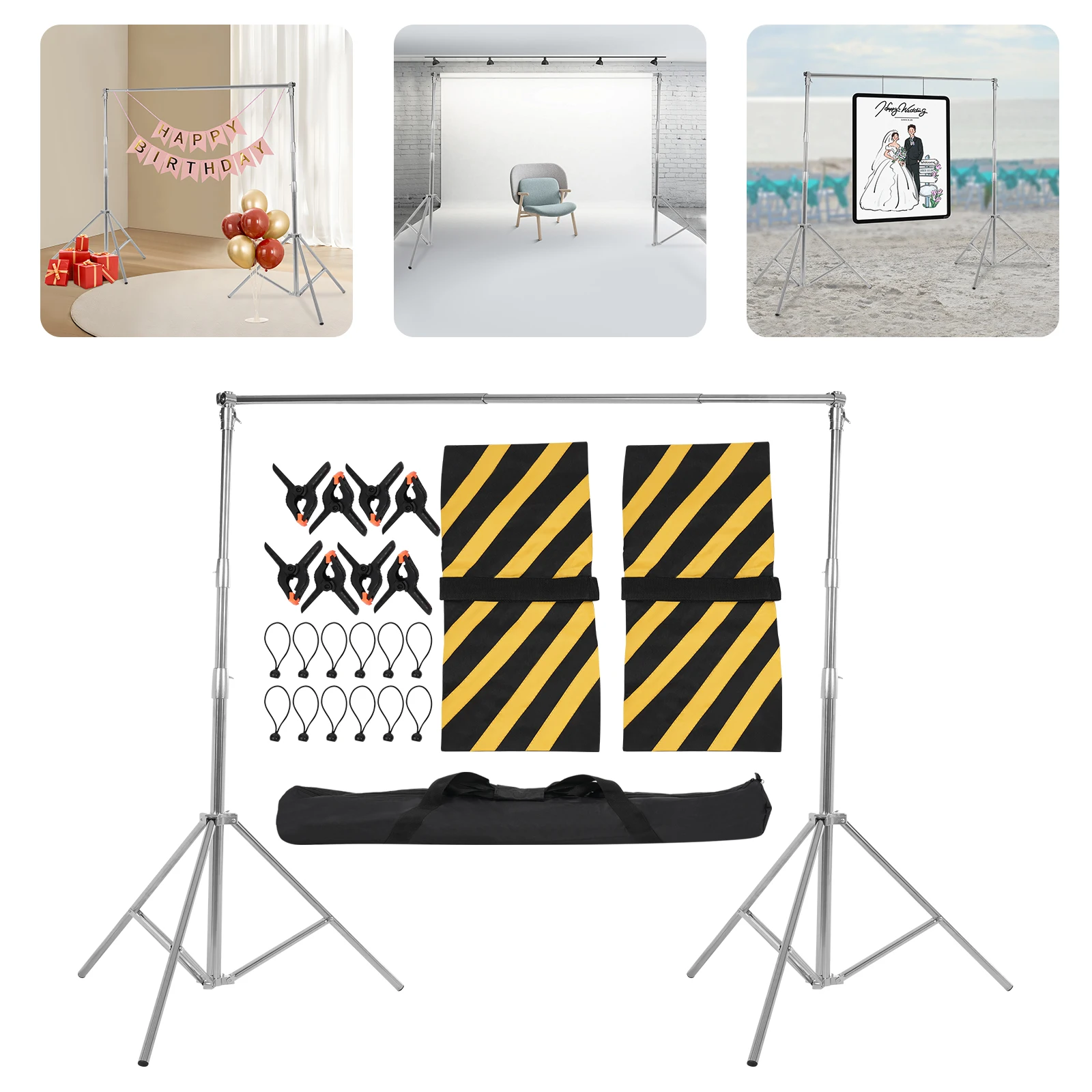 

Стойка для фотофона, регулируемая подставка для фона из нержавеющей стали с мешками с песком и зажимами для фотостудии