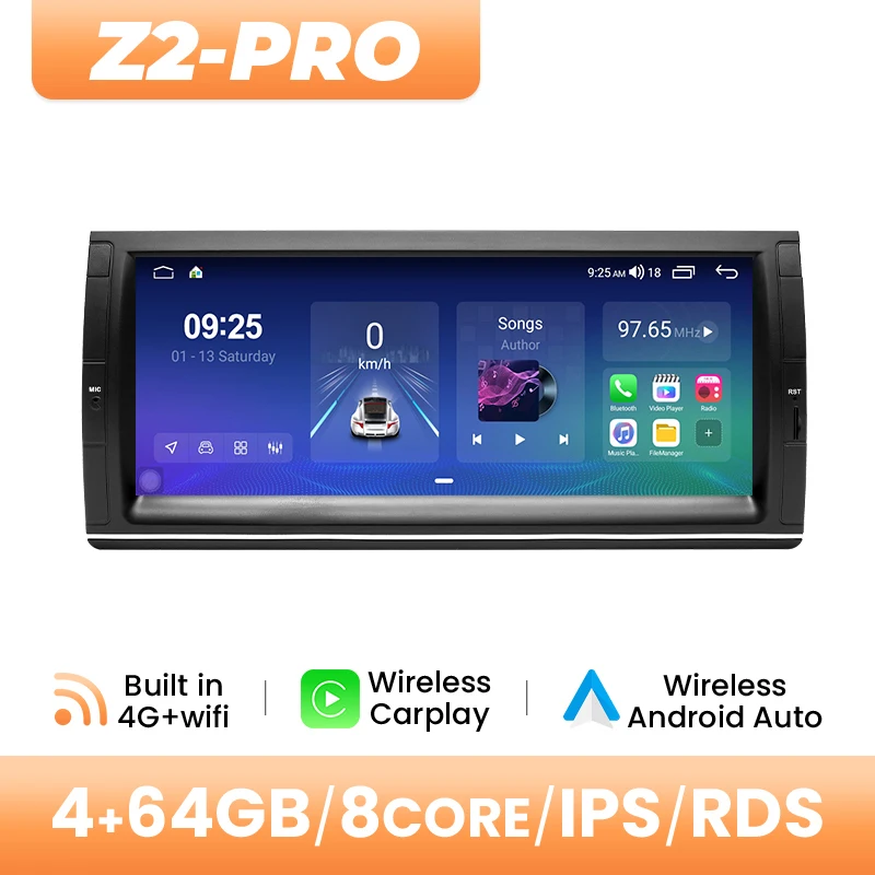 10.25Inch 1280*480 IPS Scherm Draadloze Carplay Auto Multimedia Radio Voor BMW E39 E53 M5 1995-2003 Android 14 Octa Core GPS Speler