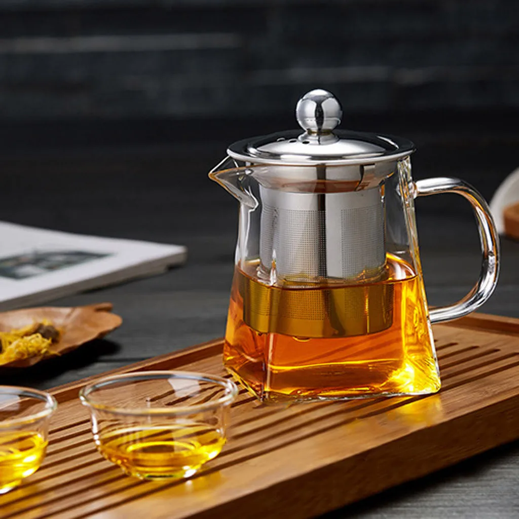 

Heat Glass Teapot with Strainer Filter Infuser Tea Pot 350ml Drinking Cups