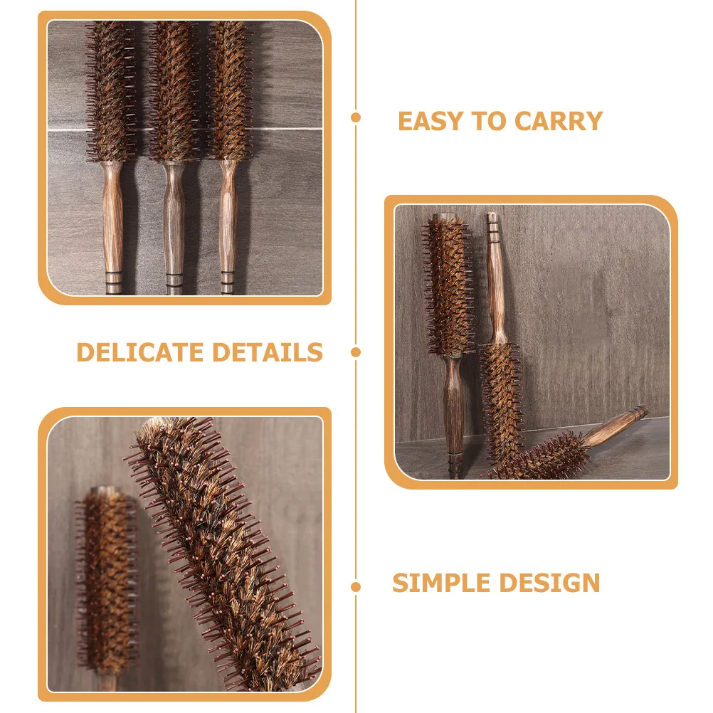 

Круглая щетка из кабаньей щетины с деревянной ручкой для сушки феном, укладки, распутывания кудрявых волос, инструмент для женщин с густыми волосами