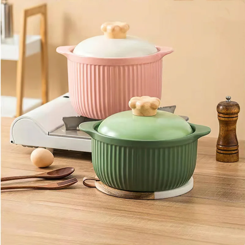 2.5L Ceramic Casserole Nordic Macaron 3.5L Soup Pot Kitchenware Big Cooking Pots Saucepan Cookware Kitchen Pan Stew Chicken