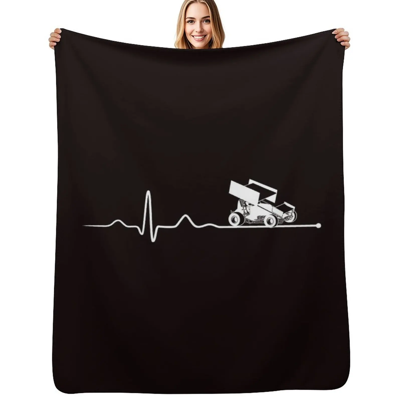 SPRINT CAR RACING Sprint Car Racing Heartbeat Throw Blanket Bed Bed linens Fashion Sofas Single Multi-Purpose Blankets