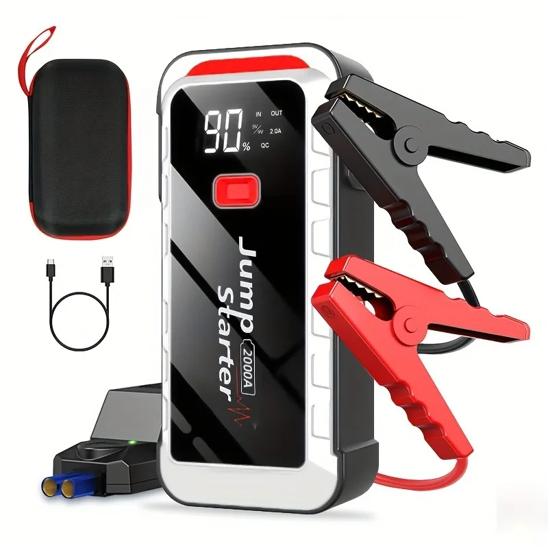 2000A Car Jump Starter - Quick Charge Portable Emergency Battery Booster