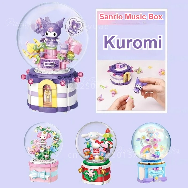 

New Keeppley Building Block Sanrio Music Box Assembling Toys Kuromi My Melody Model Desktop Decoration Children's Christmas Gift