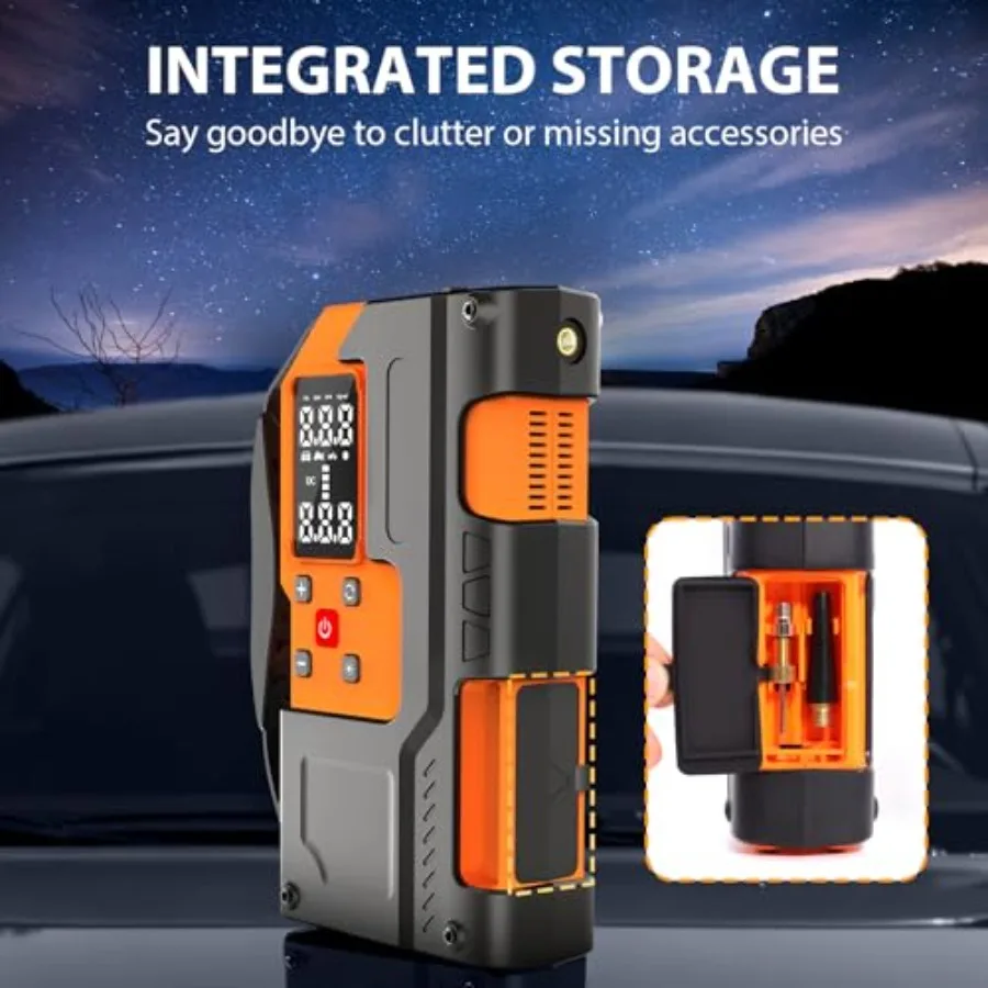 كاتب الانتقال المحمول مع ضاغط الهواء 2000A 10000mAh 150PSI لبطاريات السيارة 12 فولت دعم الوقود المزدوج للغاز 9L و7L Diese #2