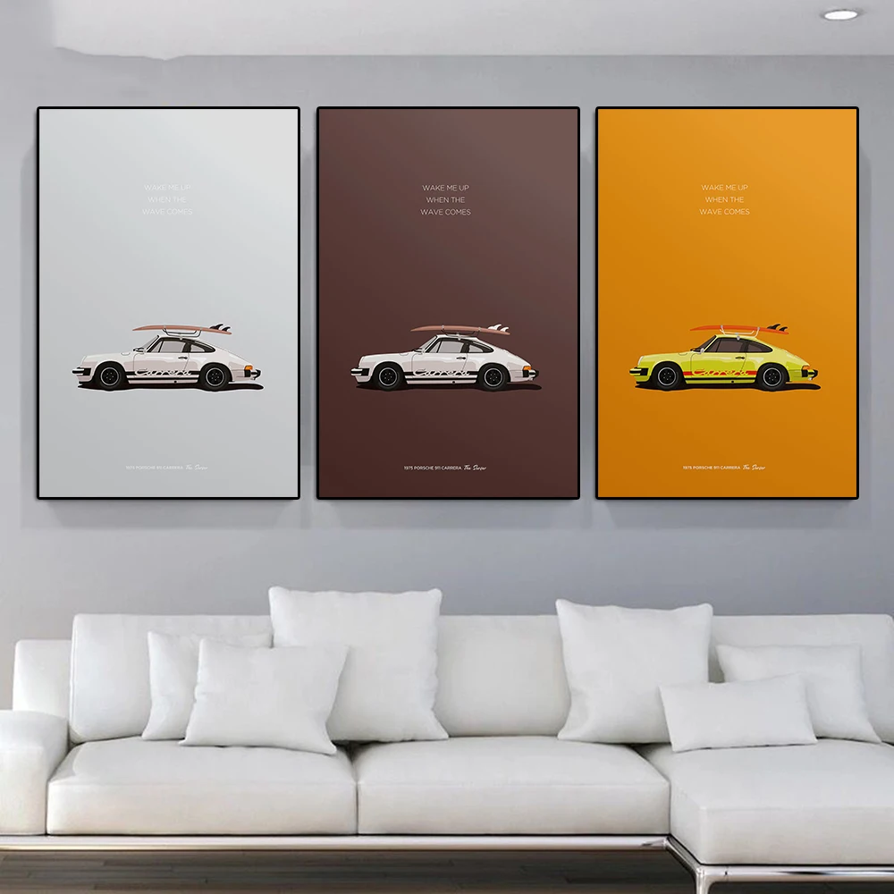 Luxury Sports Car 911 Travel Poster Print Retro Racing Surfboard Canvas Painting Simple Sports Club Wall Art Mural Room Decor