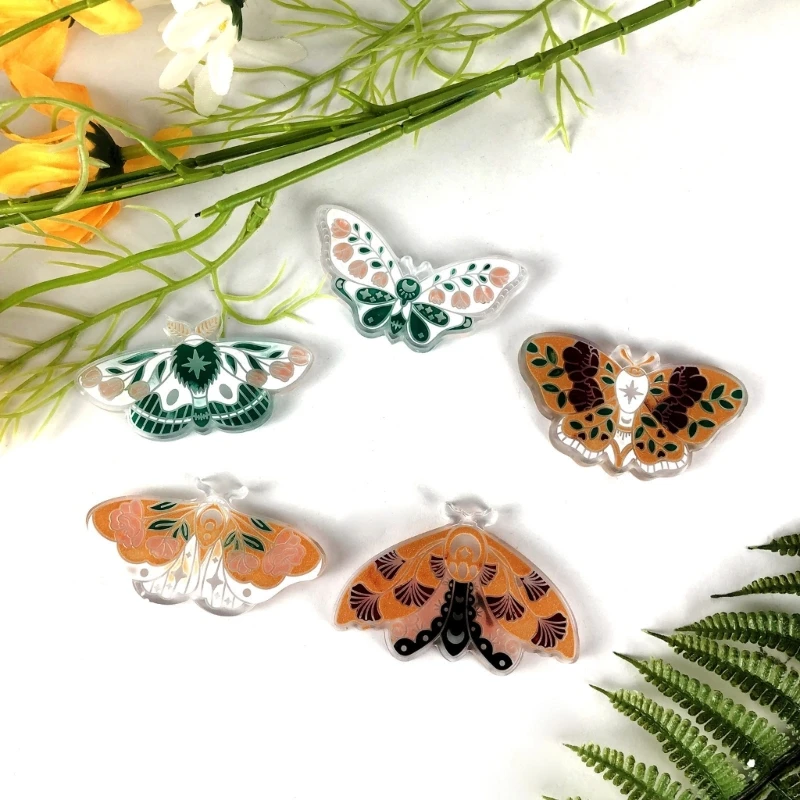 DIY 5 Cavity Moth Shape Pendant Silicone Mold Keychain Earring Necklace Charms Epoxy Resin Mould Jewelry Bag Hanging Ornament