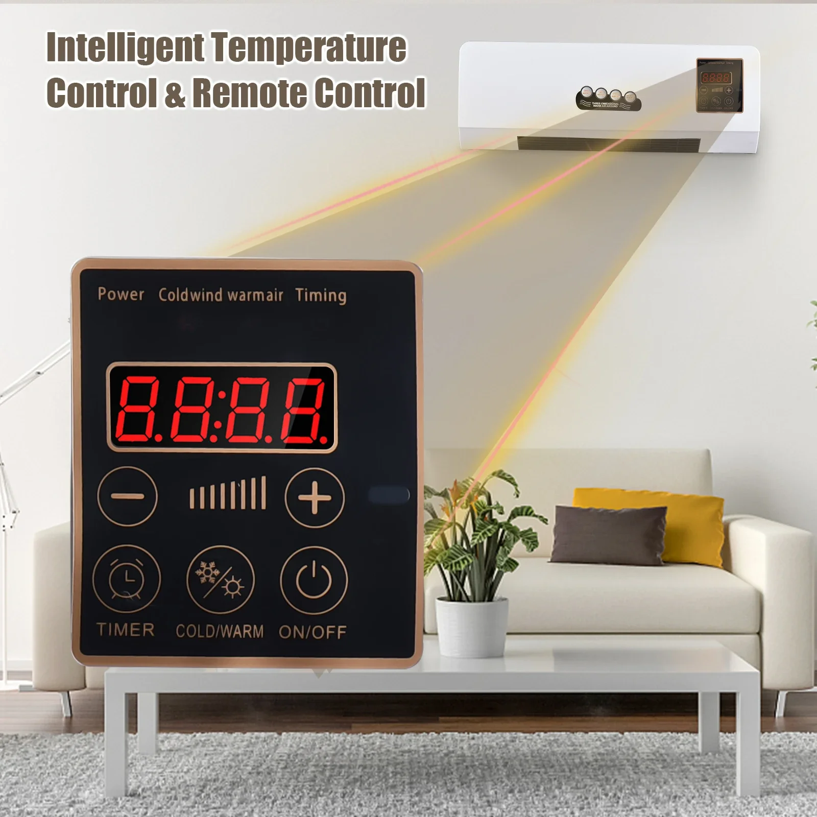 2-in-1 Air Conditioner Heater and Fan Combo Timing Wall Mounted Electric Fan and Space Heater Remote Control for Dormitory Home image 5