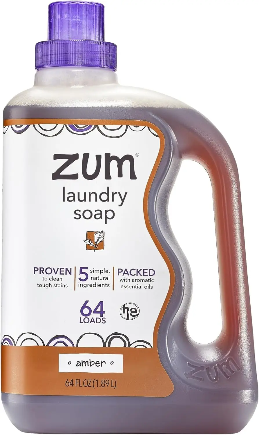 

Plant-Based Liquid Laundry Soap with Baking Soda & Essential Oils, Amber Scent, 64 fl oz - Eco-Friendly Clean