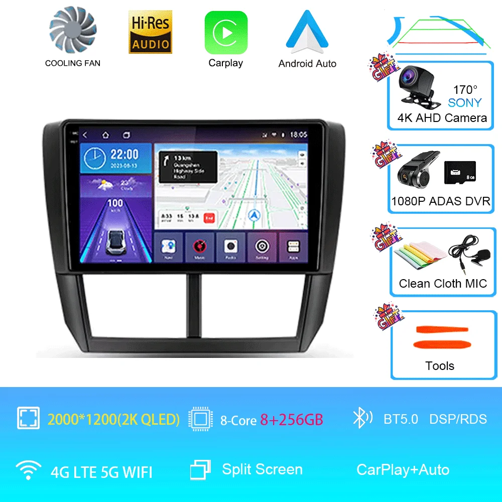 Auto radio Android 16 Carplay voor Subaru Forester 3 SH 2007-2013 voor Impreza GH GE 2 Din multimediaspeler 2 din head unit