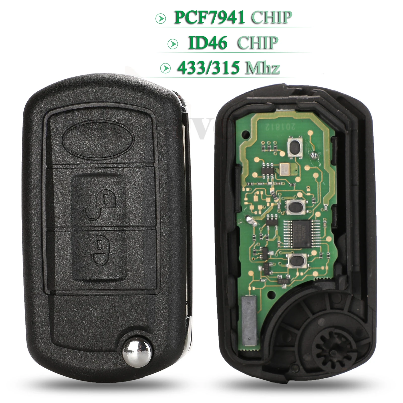 jingyuqin 3 Buttons 433/315Mhz PCF7941 Chip Flip Remote Control Car Key Fob For RANGE ROVER Sport Land Rover Discovery 3 Replace