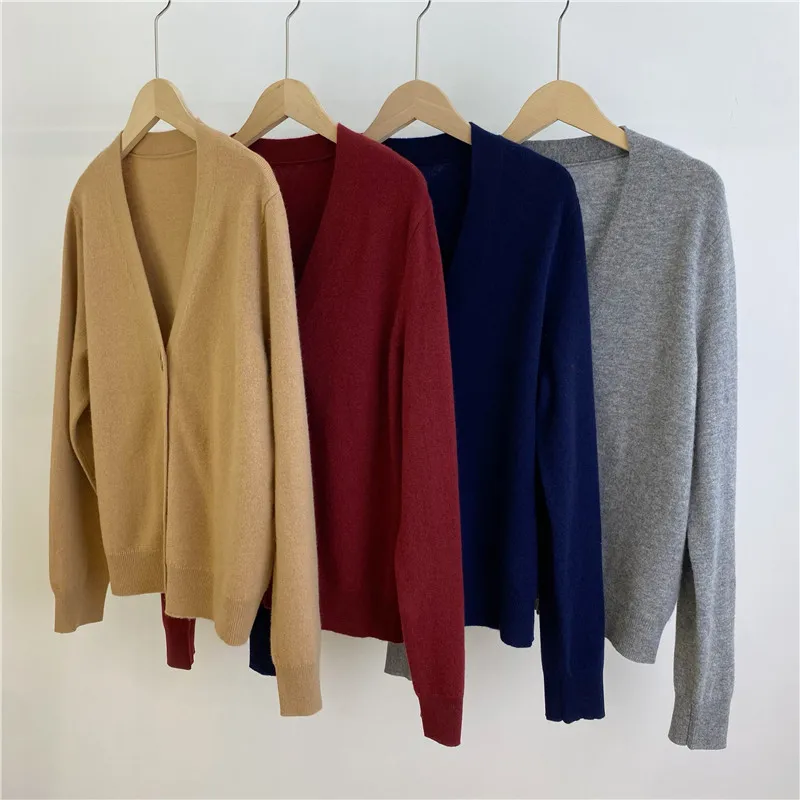 

Женский вязаный кардиган в стиле ретро, однотонный, Camere Long Sve, свободный крой, V-Ne, осенне-зимняя верхняя одежда