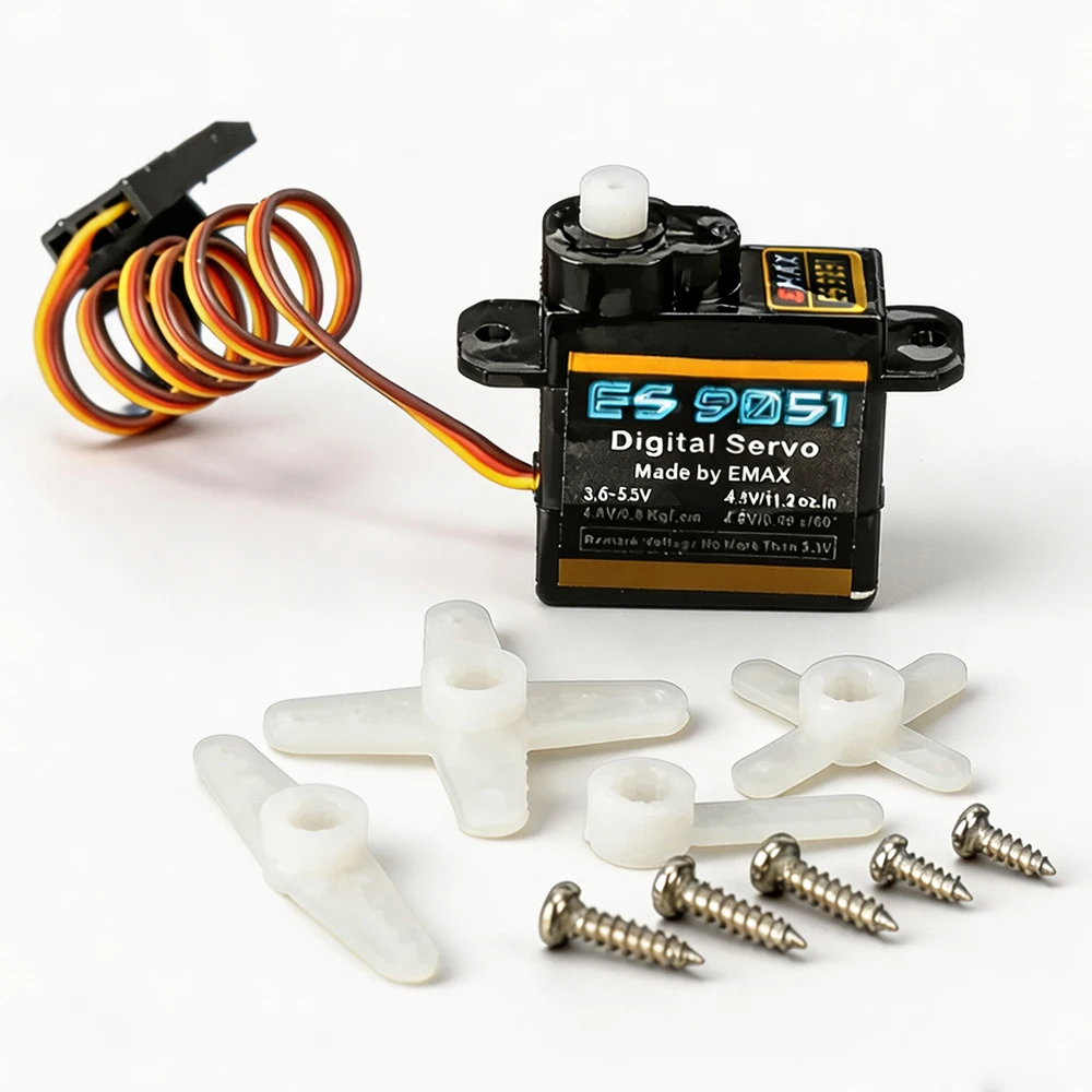 4pcs/lot EMAX ES9051 ES 9051 4.8-5.5V 4.3g 0.8kg Gear Digital Servo Futaba JR Plug For 3D F3P Airplanes Helicopter