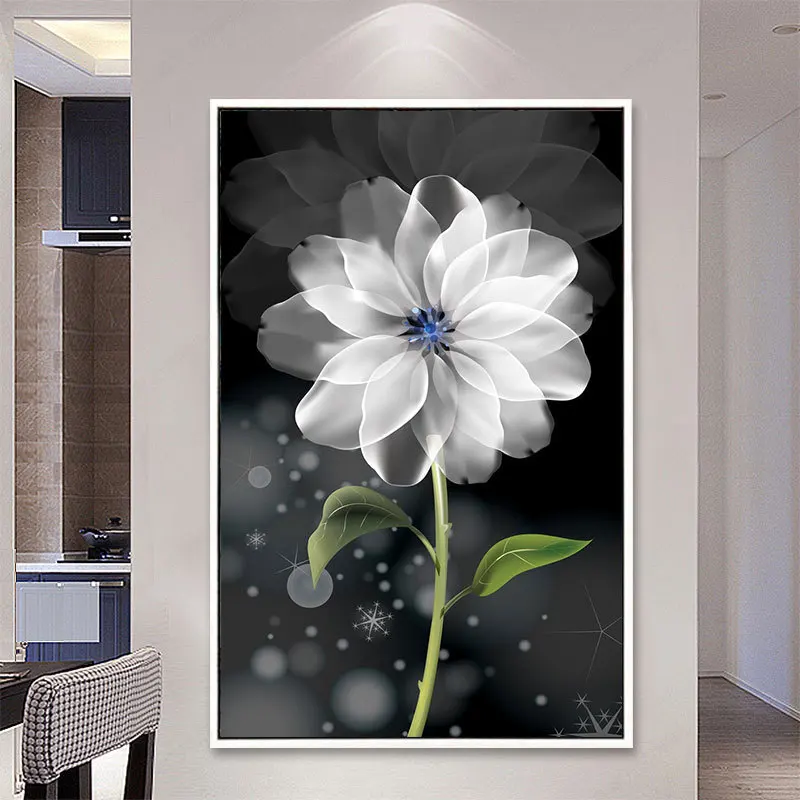 5D Diamond Painting Dream White Flowers Full Drill Diamond Embroidery Porch White Magnolia Vertical Home Decorating Painting