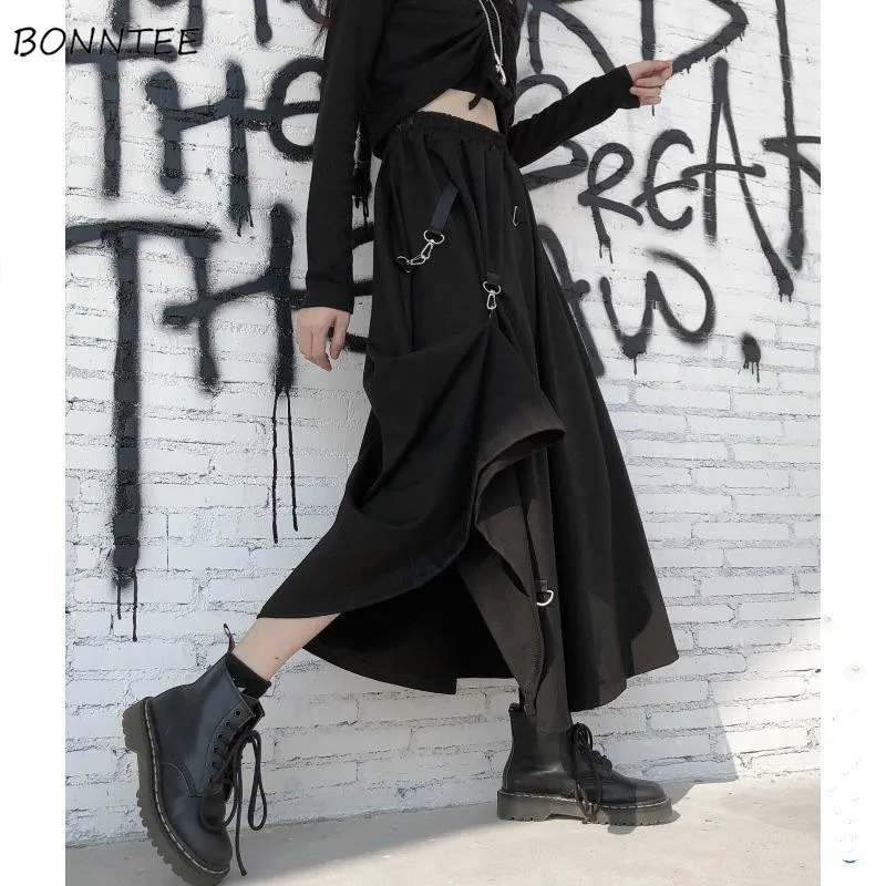

Skirts Women Harajuku Black 3XL Vintage Fashion BF Style Empire High Street Ladies All-match Casual Faldas Retro Юбка Женская