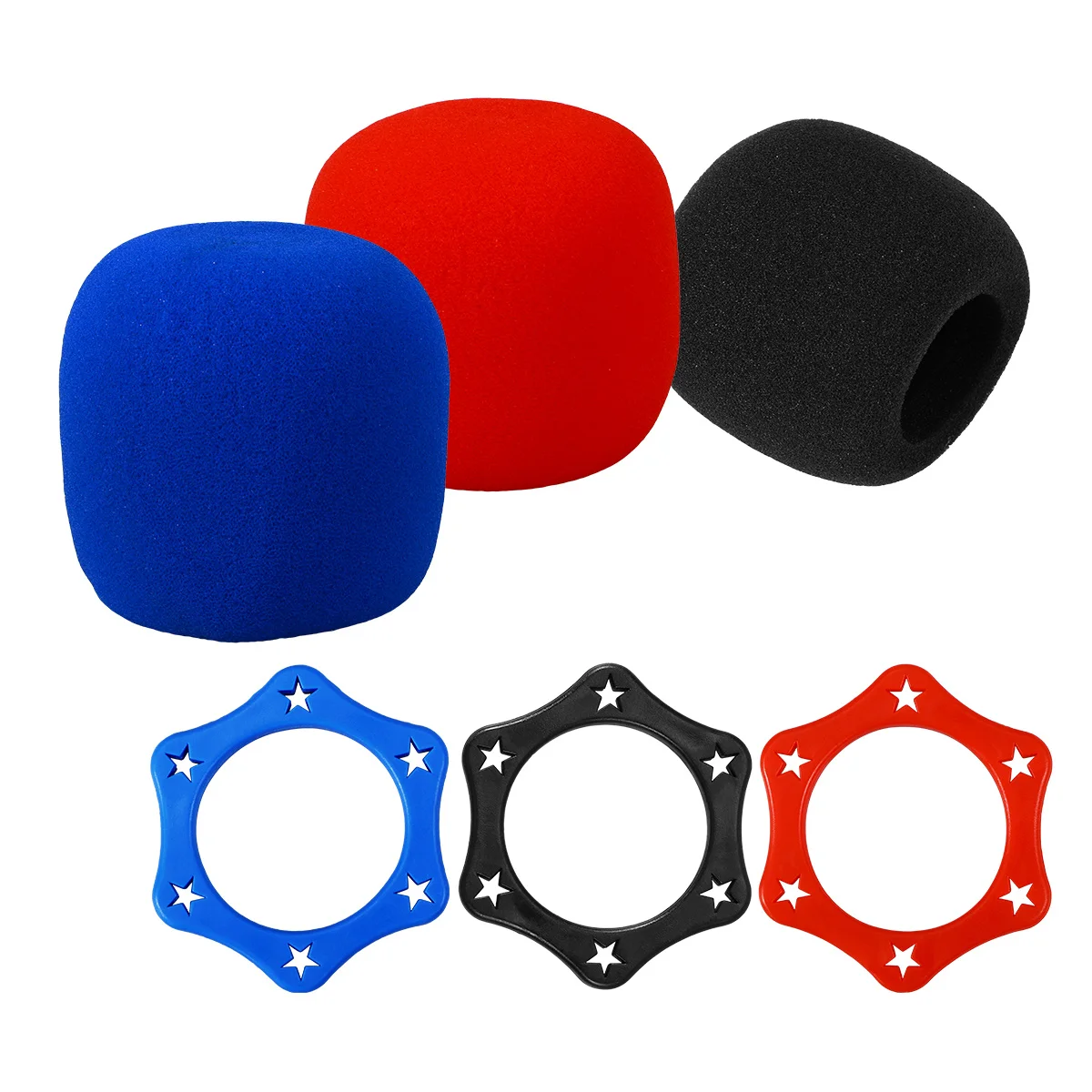 

3 pcs Anti-Slip Microphone Sponge Cover Hexagon Windscreen Replacement Pads Breathable Reusable Ball-Type For Mic Protection