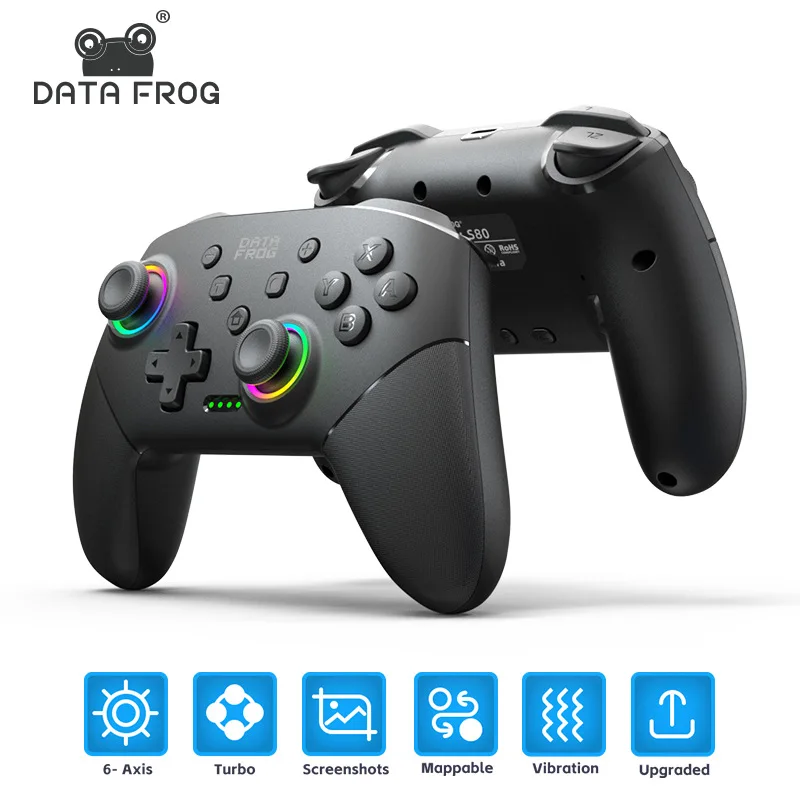 

Игровой беспроводной контроллер для Switch OLED/Lite Console Pro Геймпад с батареей 600/1000 мАч Программируемая функция Turbo RGB