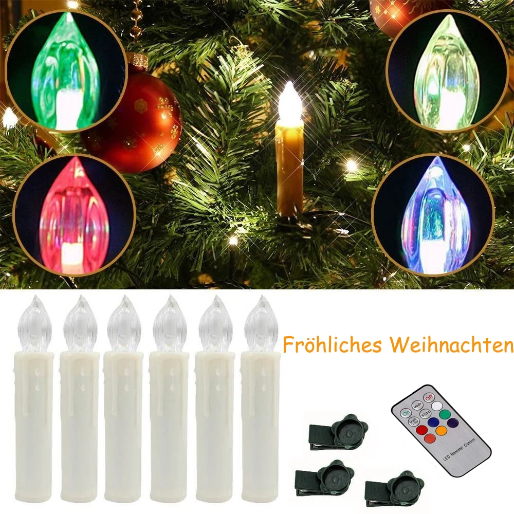 

10 Pcs LED Christmas Light Lights Taper Lamp RGB Wedding Tree Candles Electronic
