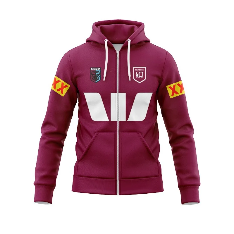 Zip Hoodie Queensland Maroons Aboriginal Jersey Anzac Training Jersey (Custom name and number )