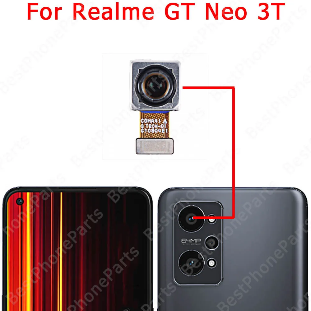 Front Big Back View Selfie Camera Module For Realme GT Neo 3 3T 2 Neo2 Facing Rear Camera Replacement Spare Parts