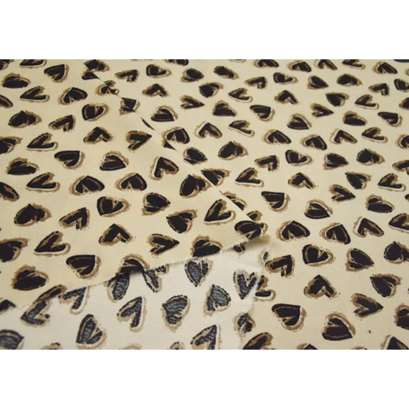 Corduroy Fabric with Love Heart Print, Beige Bottom, Dress Shirt, Coat, Shoe Surface, Sewing Material, Autumn, Winter, T2082