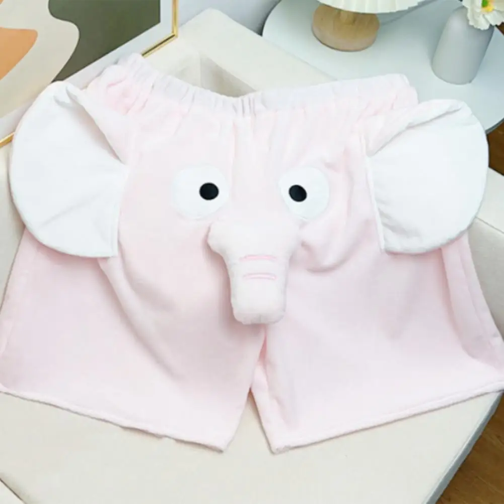 Lounge Pyjama Shorts 3D Ears Trunk Cartoon Lovely Elephant Loose Casual Plush Sleepwear Men Women Shot/Long Pants Homewear