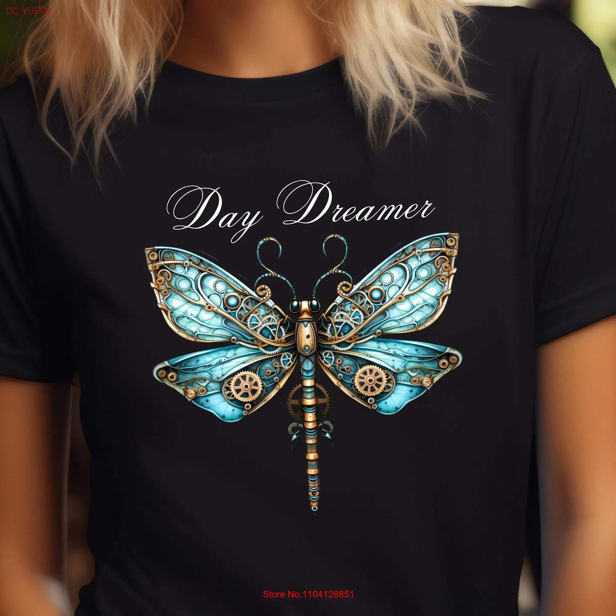 Dragonfly T Shirt Day Dreamer Steampunk for Nature Lovers Insect Vintage Inspired  long or short sleeves