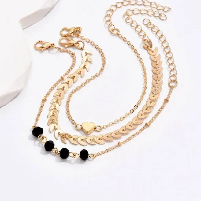 The Latest Fashion Trend Accessories Boho Style Geometry Black Love Multi-layer Bracelet for Women