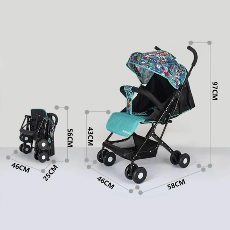 Baby-Buggy kann sitzen oder liegen. Leichter, faltbarer Medaillon-Regenschirm, Auto, Baby-Kinderwagen im Alter von 0 bis 3 Jahren