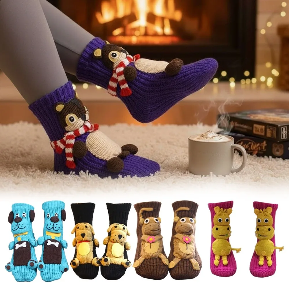 

Creativity 3D Prints Christmas Socks Hand Crocheted Warm Animal Socks Breathable Non-Slip Funny Socks for Men & Women
