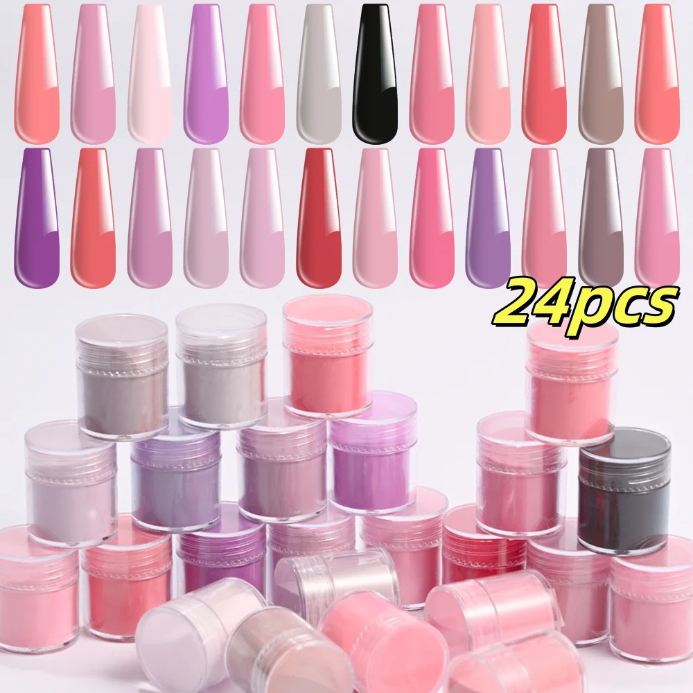 Juego de 24 colores de polvo acrílico para uñas, Otoño Invierno, cálido, rosa, rojo, diseño DIY, escultura 3D, extensión de uñas francesa, arte de uñas acrílico