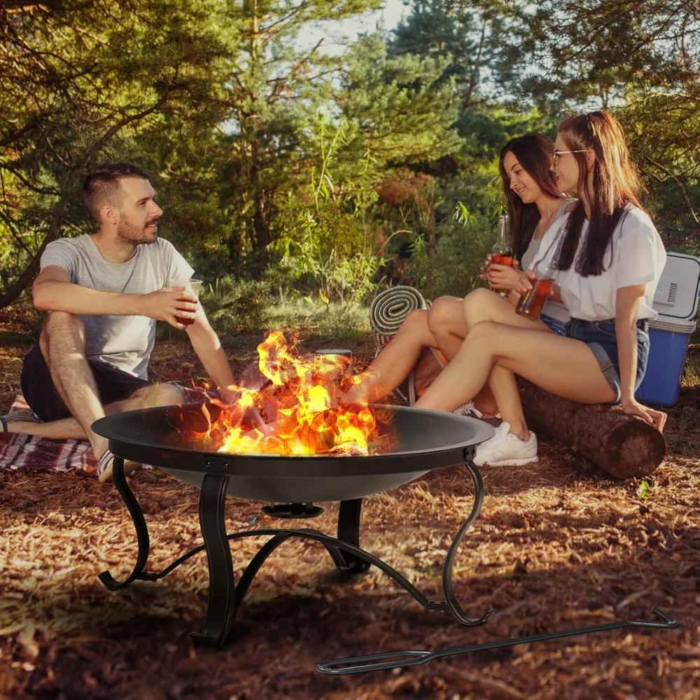 

Fire Pit, Outside 30 Inch Firepit Outdoor Wood Burning Bonfire Pit Steel Portable Firepits Bowl, Fire Pit