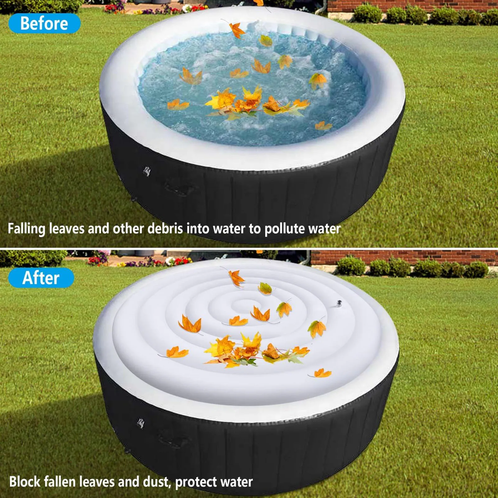 Round Hot Tub Energy Saving Lid Easy Inflate Heat Retention Round Inflatable Hot Tub Cover Maintain Water Temperature for Yard