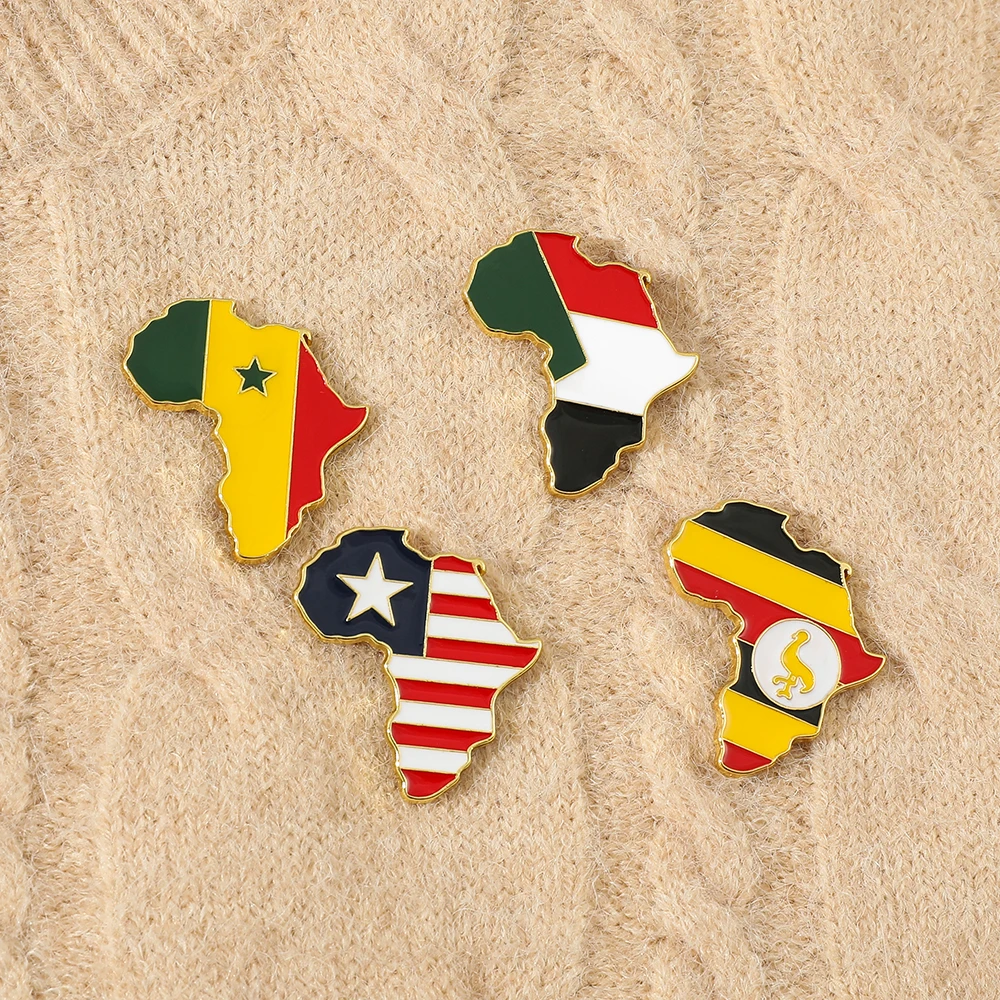 Creative Africa Map Enamel Brooches Pins Charms Jewelry Ghana Nigeria Congo Sudan Somalia Uganda Zimbabwe Countries Map Badge