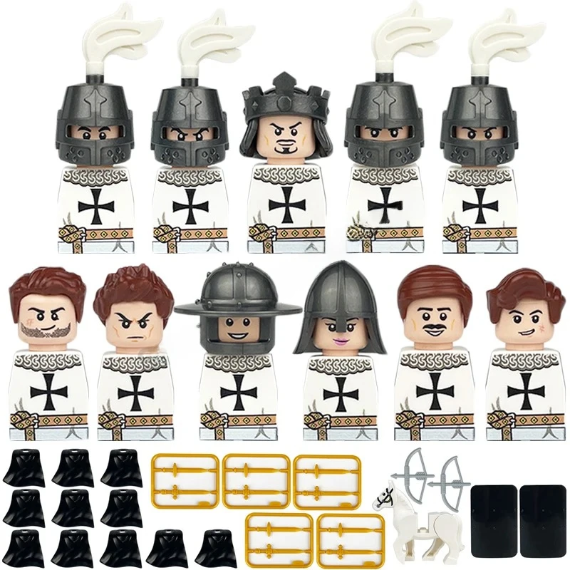 Mittelalterliche Europa-Militärfiguren Bausteine Römische Krieger Soldaten Burg Ritter Königliche Garde König Skelett Legion Bausteine – Detail 15