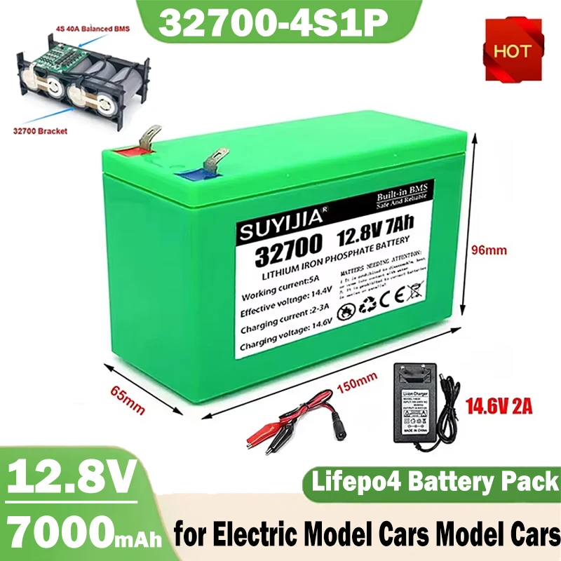 32700 Lifepo4 Battery Pack 4S1P 12.8V 7000mAh with 4S 40A Balanced BMS for Electric Boats and Uninterruptible Power Supplies