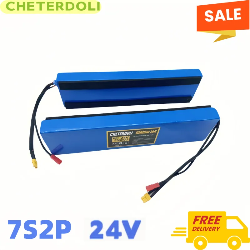 

Aleaivy 7S2P 24V 12.8Ah Battery Pack with Shock-Resistant Cotton, for 24V/29.4V Bicycle, Scooter, Long Riding Time