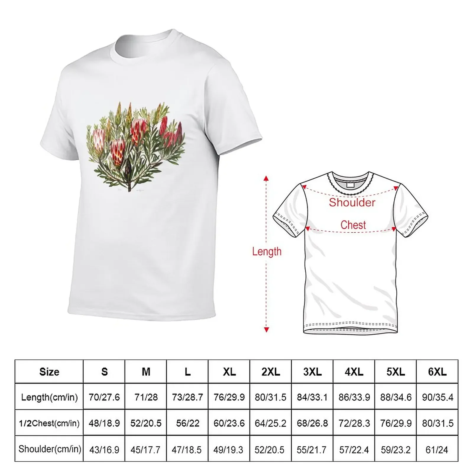 New Protea Flowers, Native Australian floral print T-Shirt kawaii clothes black t shirts clothes for men