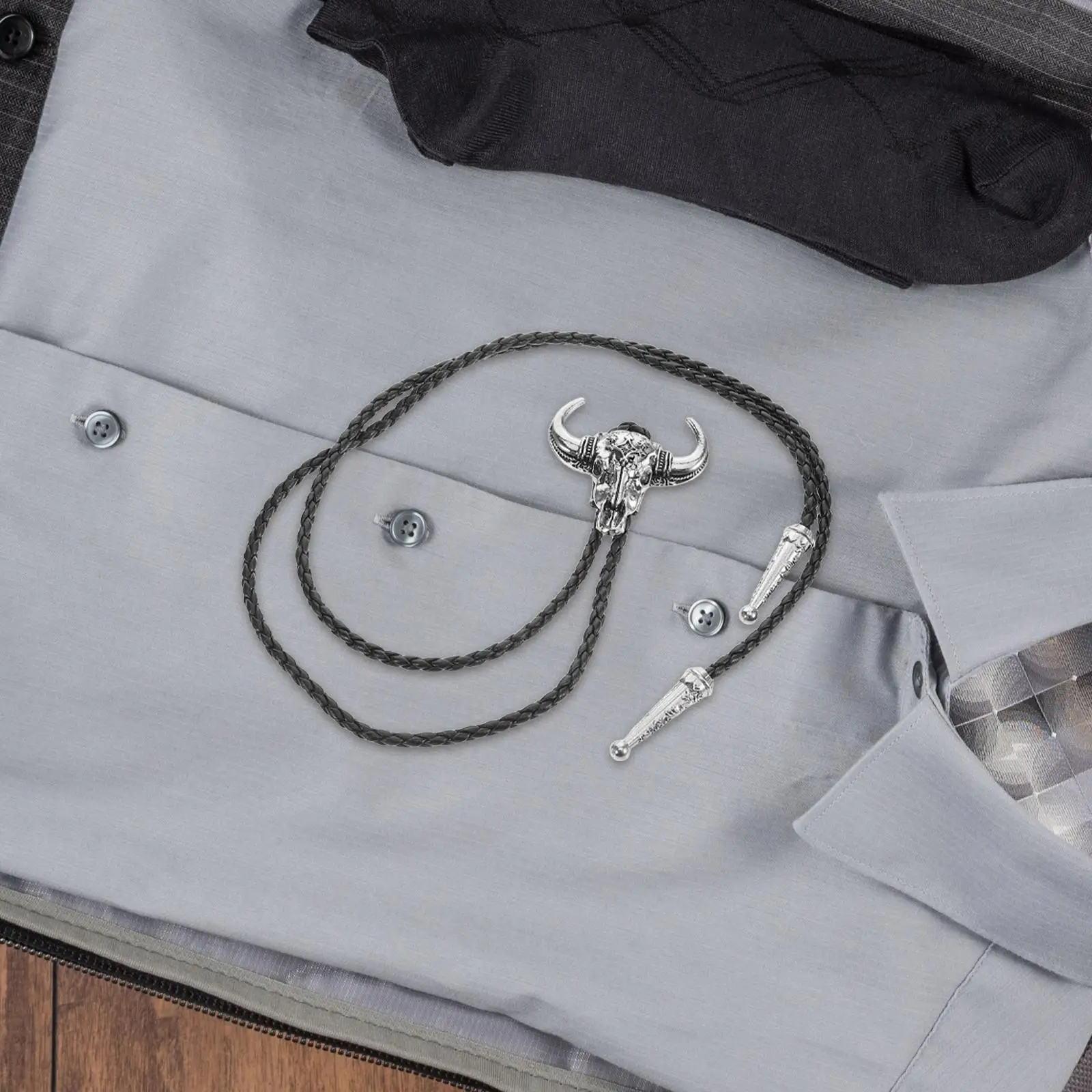 Cravatte a catena Bolo Accessori da cowboy regolabili da uomo Collana al collo Stile occidentale Corda solida Durata finta