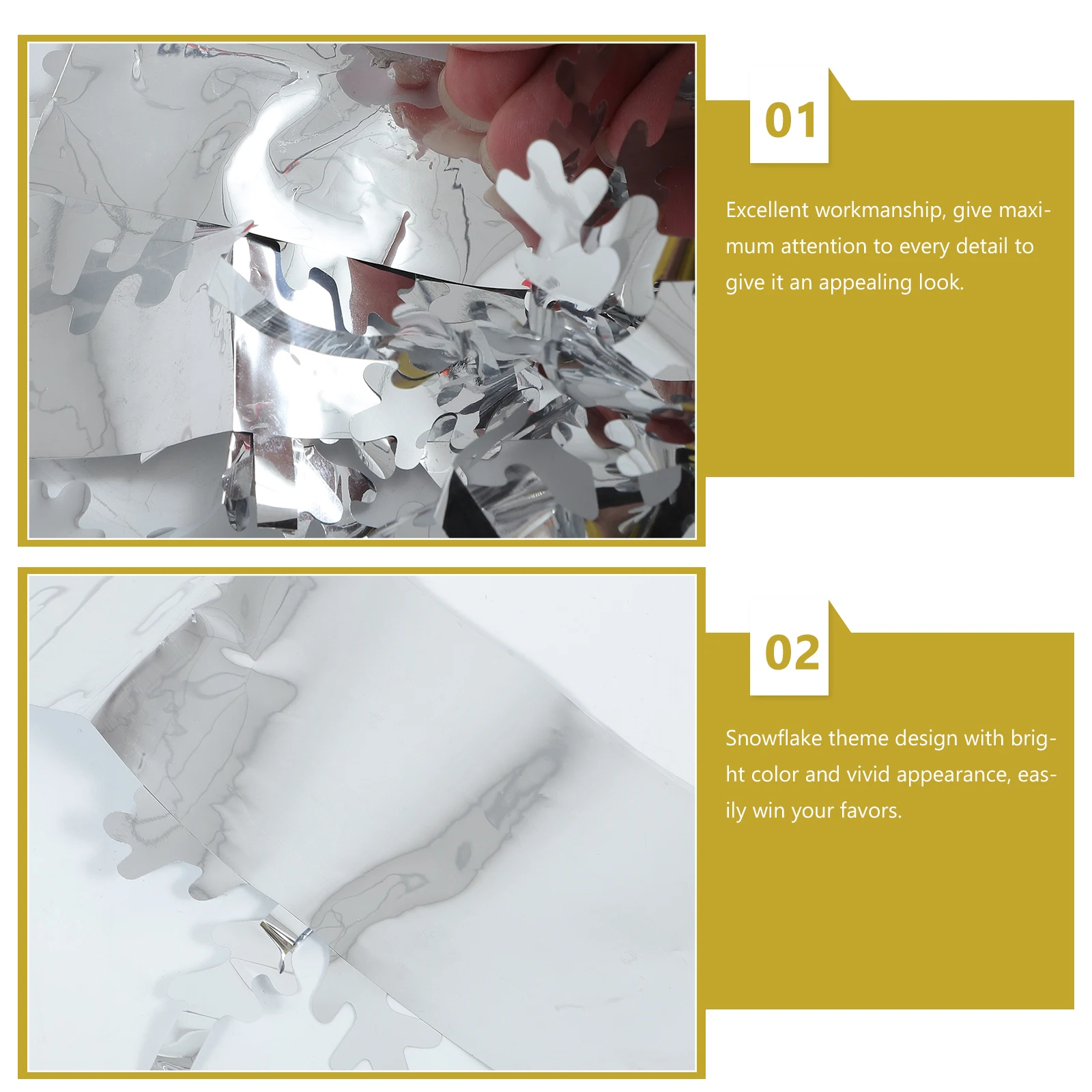 

Snowflake Garland Curtain Foil Fringe Decorative Backdrop Party Decoration Door Window Curtain Self Adhesive Easy